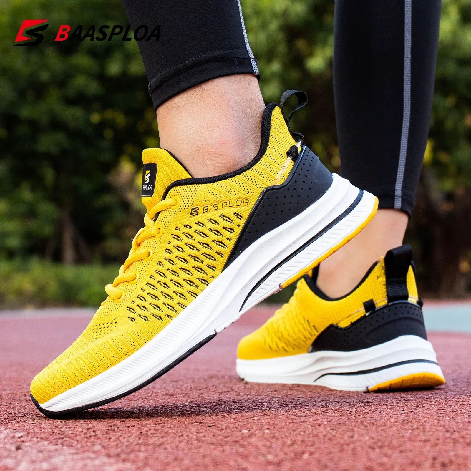 Baasploa Men Running Shoes New Breathable Mesh Sport Sneakers Plus Size 41-48 Male Classic Casual shoes Non-slip Outdoor Comfort